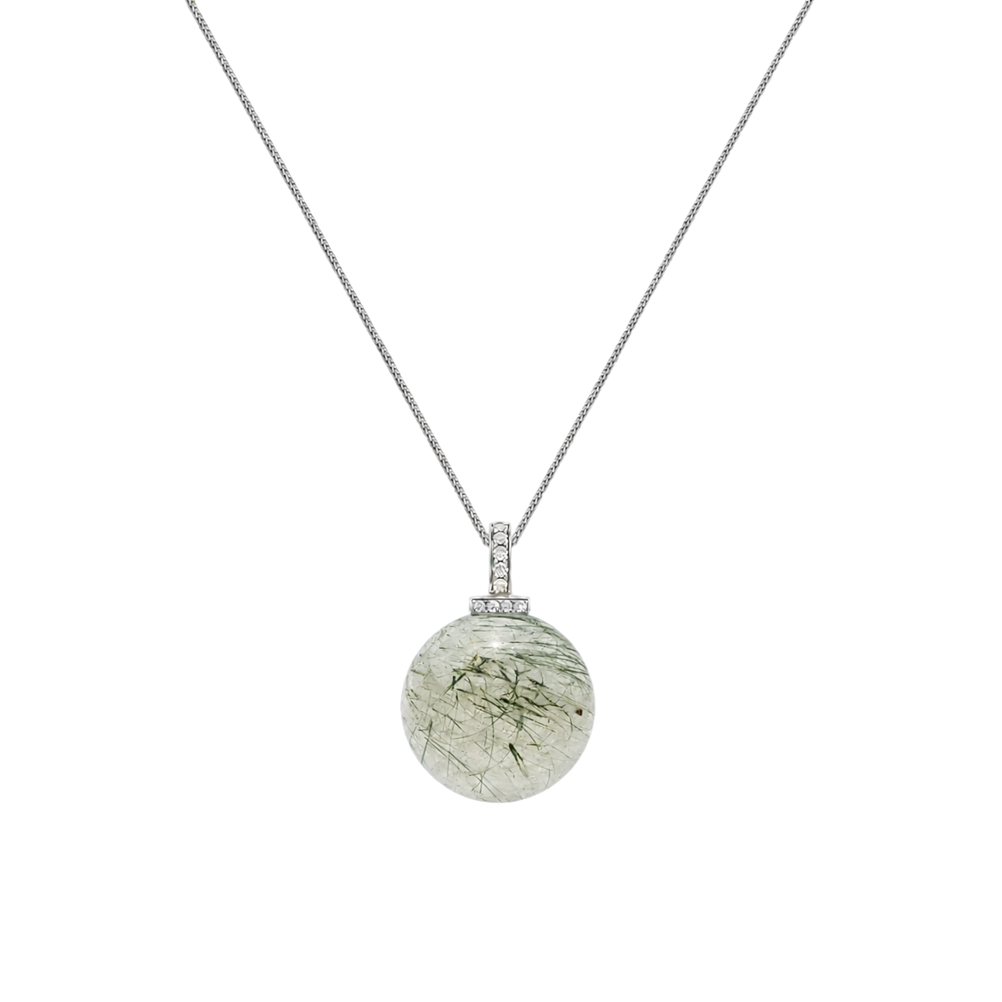 Green Rabbit Hair Quartz Interchangeable Pendant Necklace | AERSE
