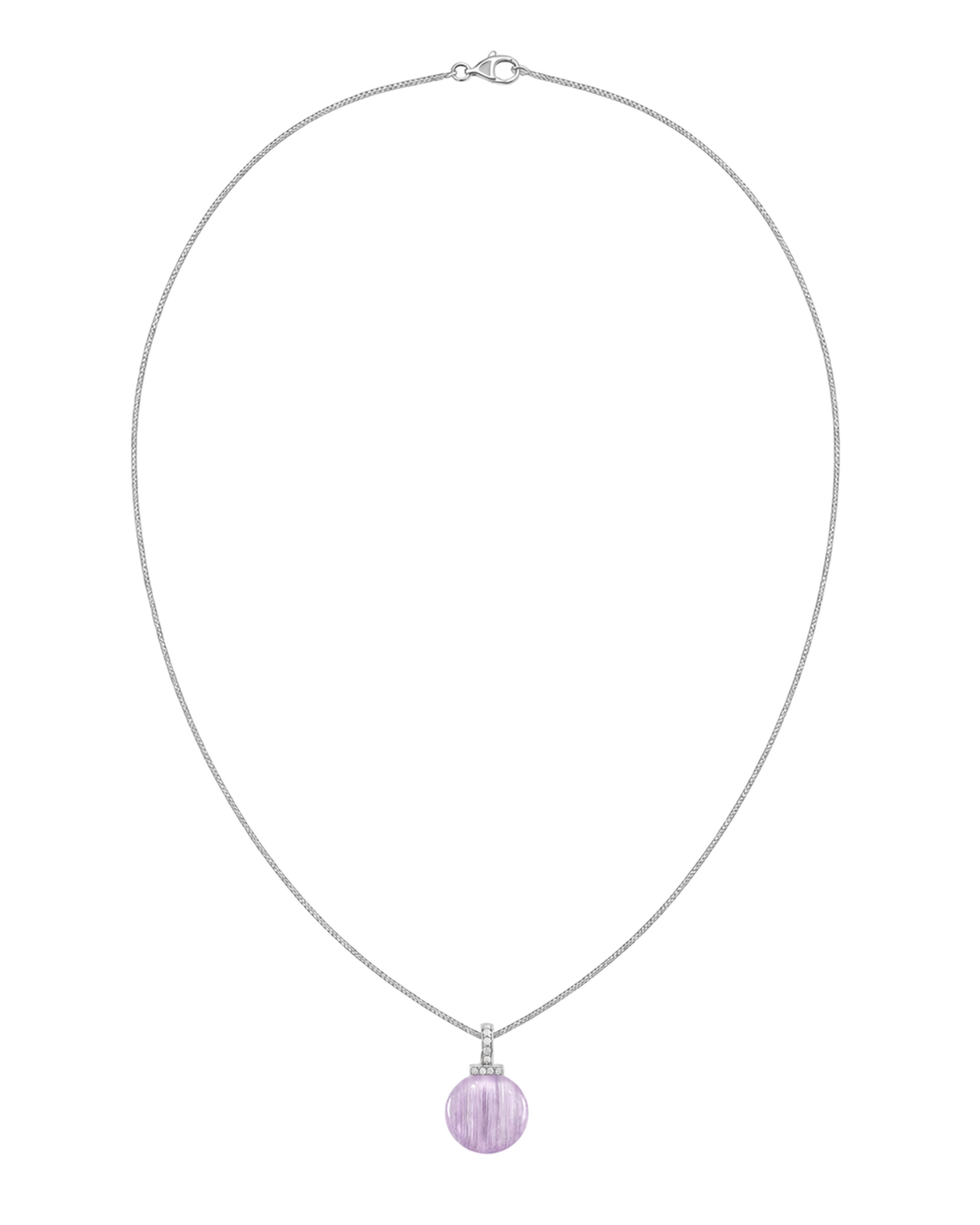 Kunzite interchangeable pendant necklace, full necklace transparent view