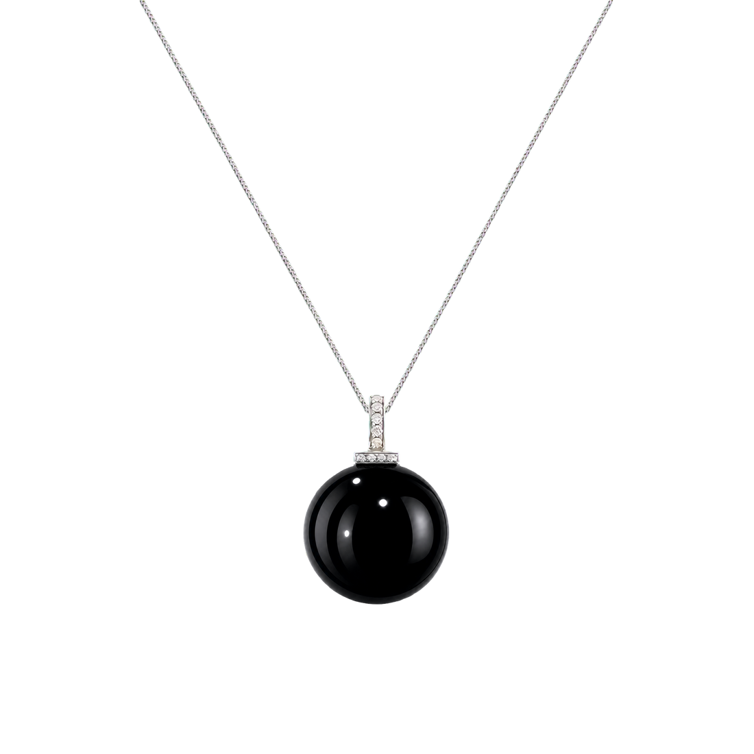 Black Obsidian interchangeable pendant necklace, front transparent pendant close-up