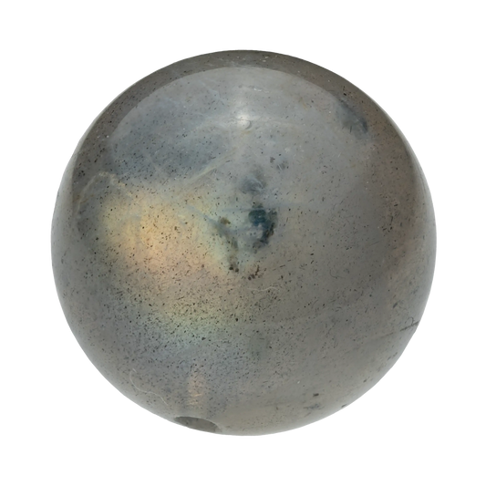 Elegant Gray Moonstone palm stone, displaying a subtle adularescence and smooth, calming surface.