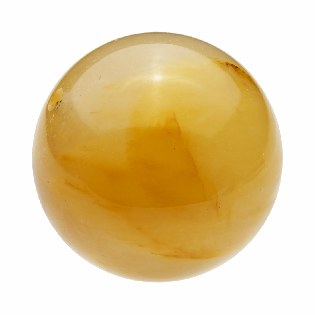 Sunny Yellow Rutilated Quartz sphere, filled with bright golden needle inclusions for joy and abundance.