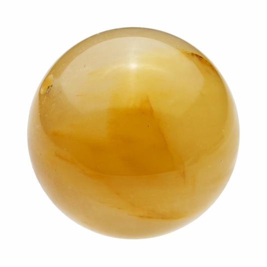 Sunny Yellow Rutilated Quartz sphere, filled with bright golden needle inclusions for joy and abundance.