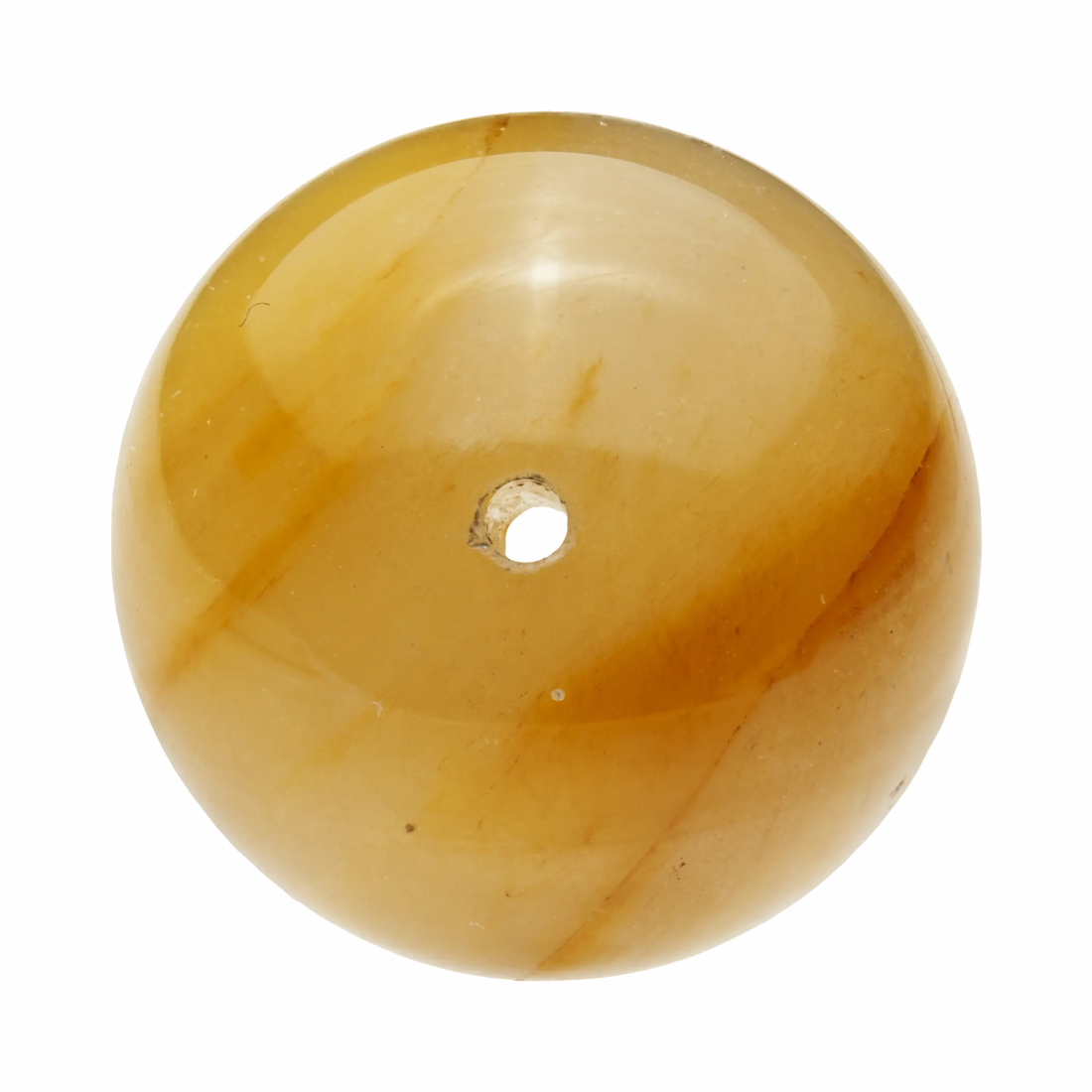 Polished Yellow Rutilated Quartz crystal, showcasing intricate yellow rutile strands against a clear background.