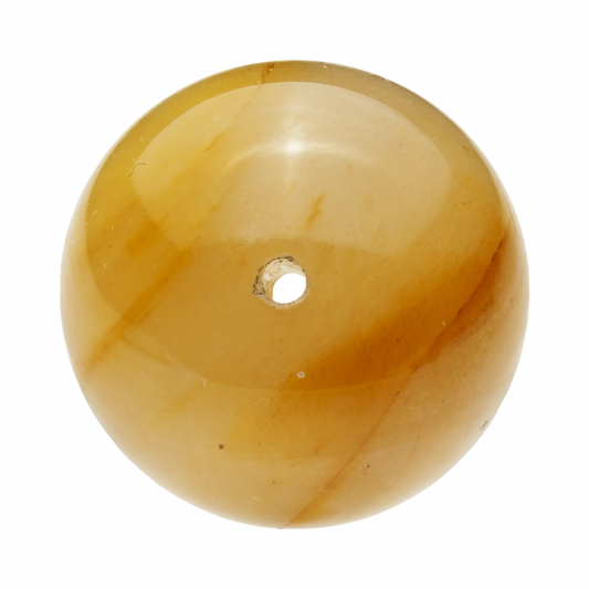 Polished Yellow Rutilated Quartz crystal, showcasing intricate yellow rutile strands against a clear background.