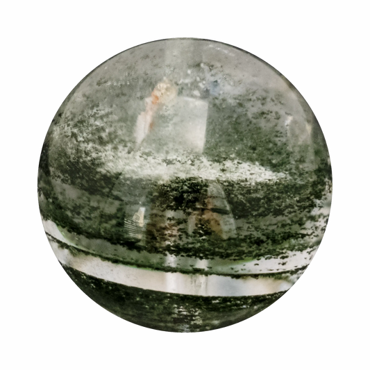 Captivating Starry Sky Green Phantom Quartz, with numerous small green inclusions resembling a night sky.