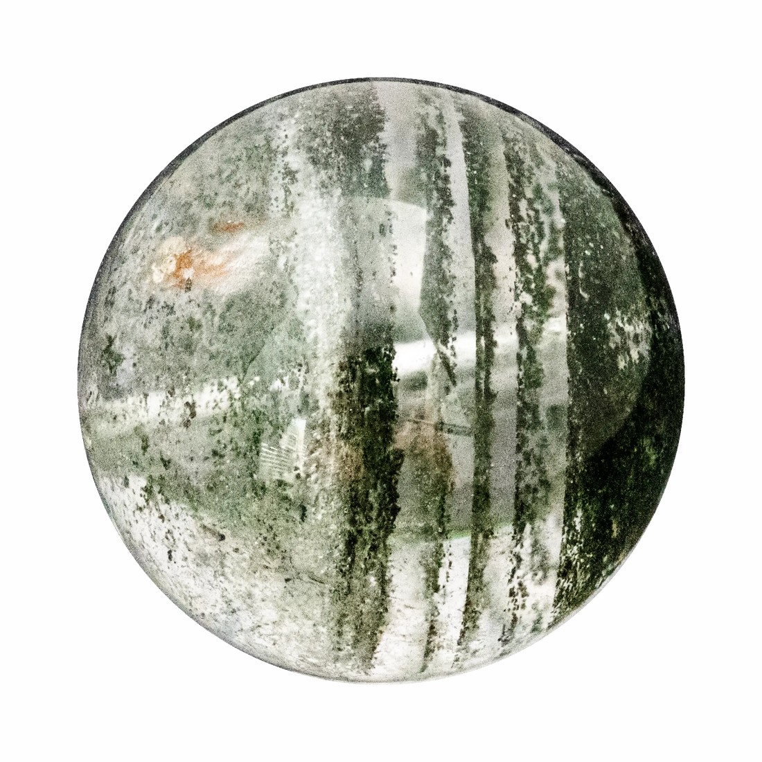Polished Starry Sky Green Phantom Quartz crystal, showcasing its unique green phantom layers and sparkling effect.