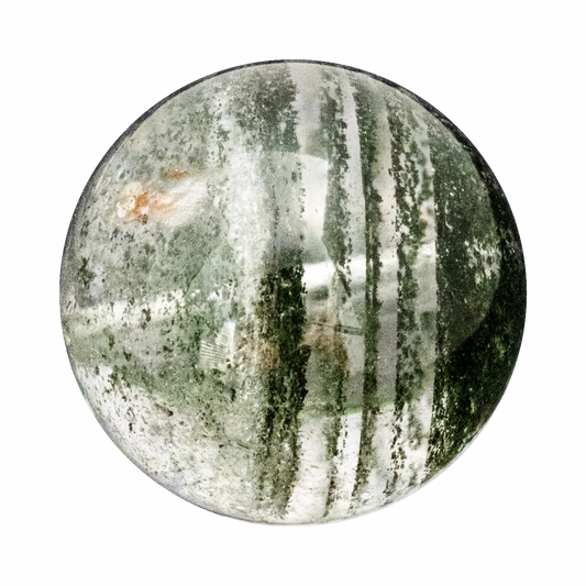 Polished Starry Sky Green Phantom Quartz crystal, showcasing its unique green phantom layers and sparkling effect.