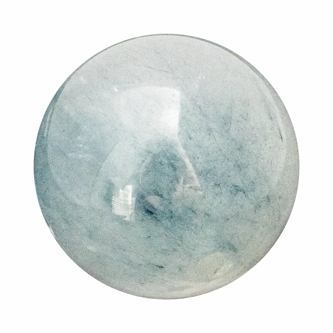 Blue Rutilated Quartz sphere with delicate blue needle-like inclusions visible through a clear crystal body.