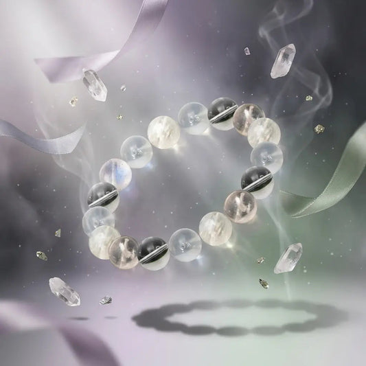 Pure White Sanctuary stack bracelet, featuring pristine white crystals for peace, clarity, and spiritual connection.