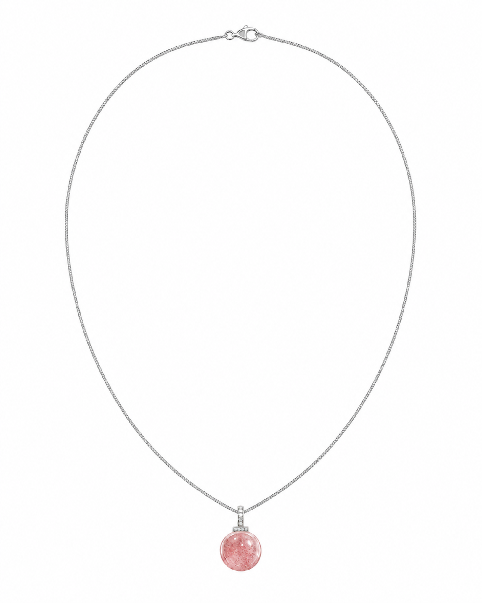 Strawberry Quartz interchangeable pendant necklace, white-background product view