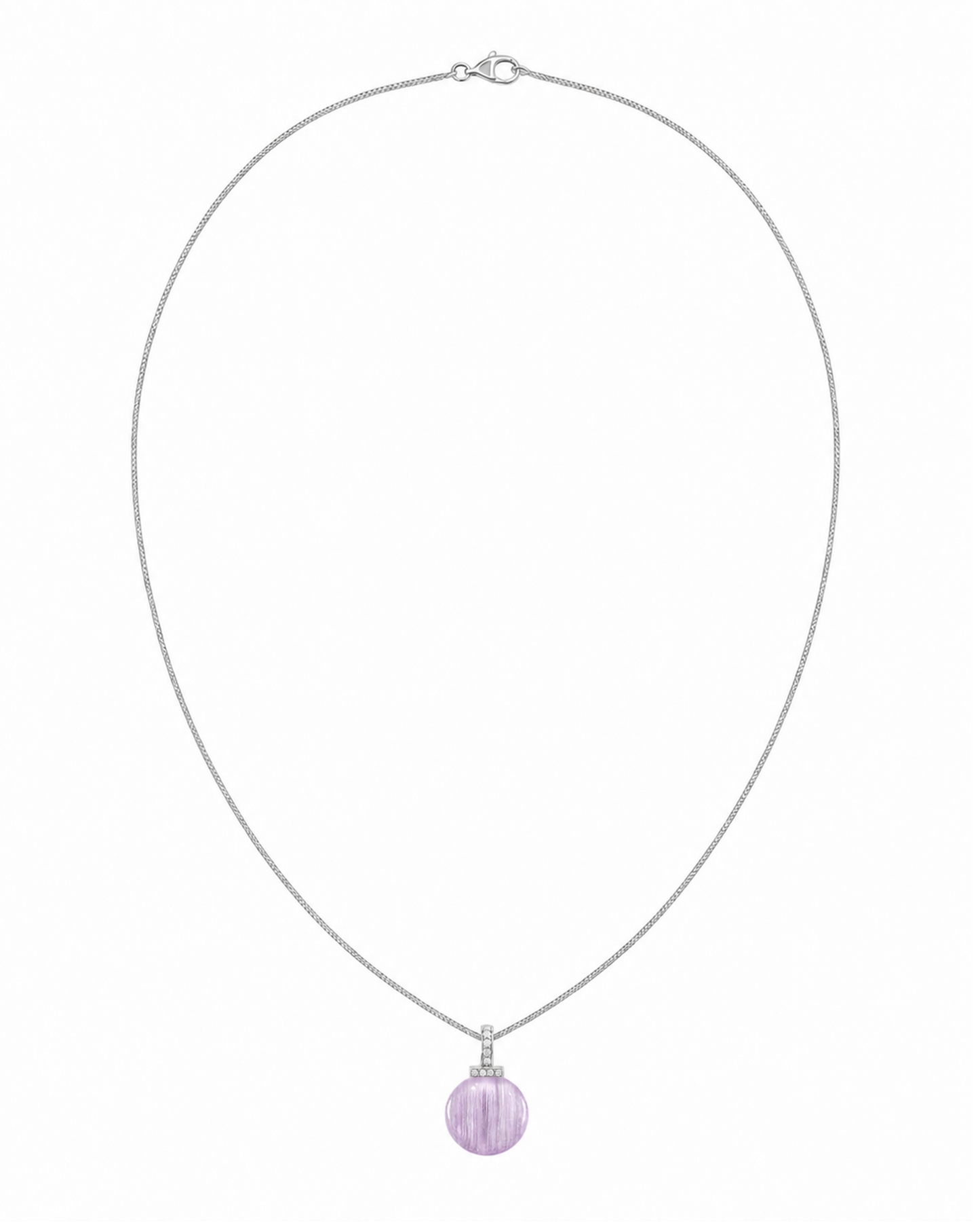Kunzite interchangeable pendant necklace, white-background product view