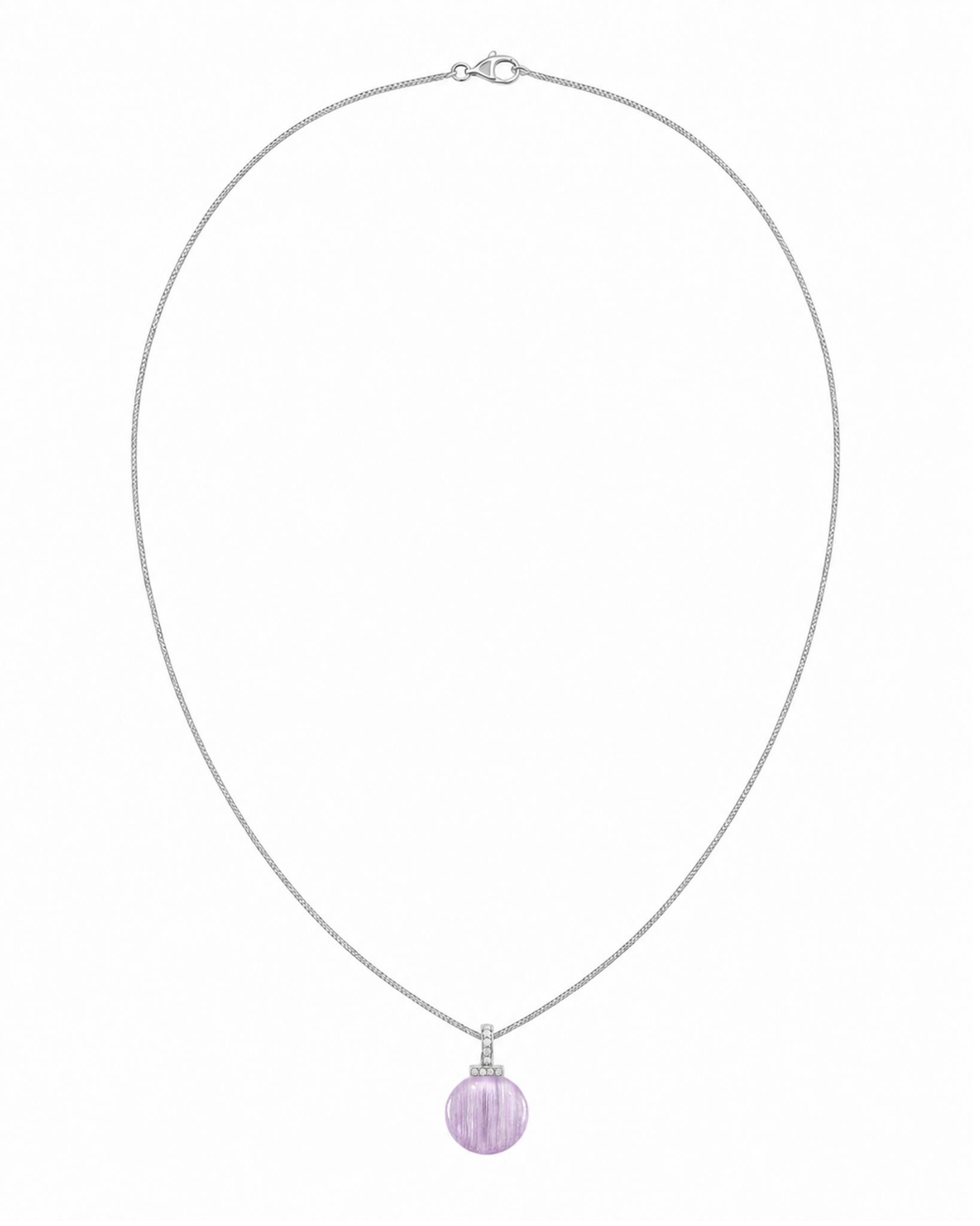Kunzite interchangeable pendant necklace, white-background product view