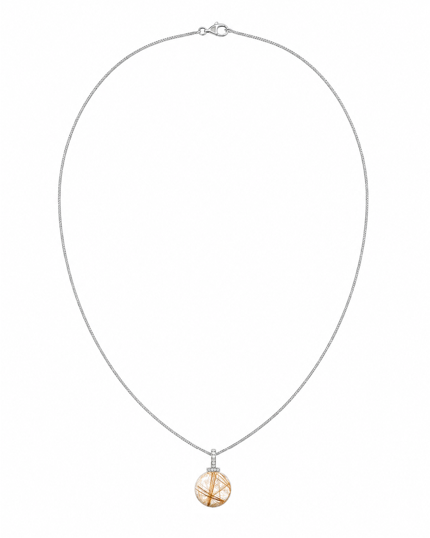 Golden Rutilated Quartz interchangeable pendant necklace, white-background product view