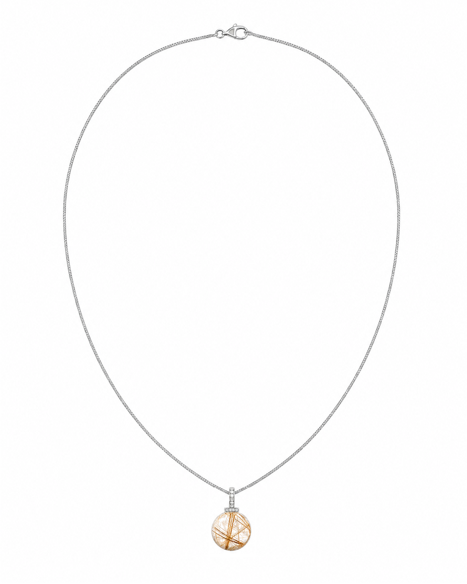 Golden Rutilated Quartz interchangeable pendant necklace, white-background product view