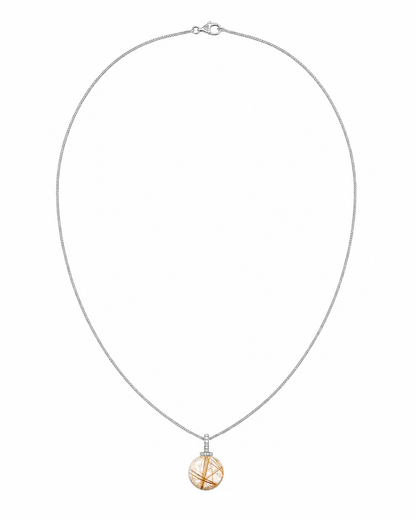 Golden Rutilated Quartz interchangeable pendant necklace, white-background product view