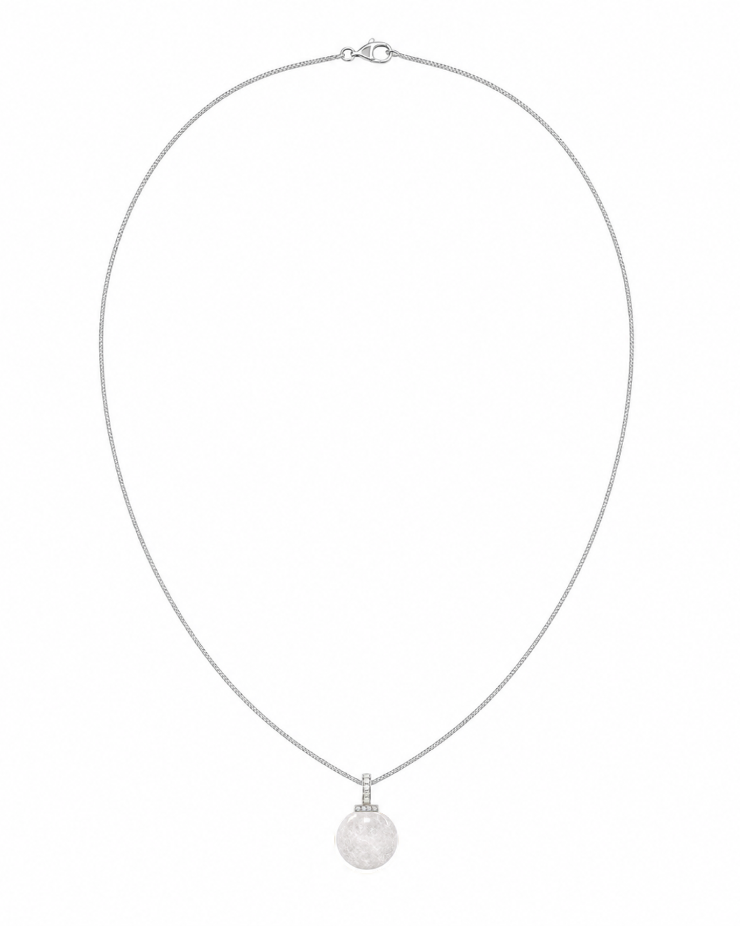 White Phantom Quartz interchangeable pendant necklace, white-background product view