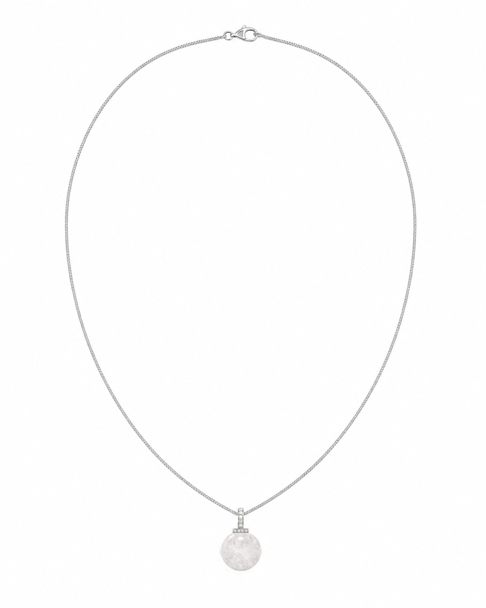 White Phantom Quartz interchangeable pendant necklace, white-background product view