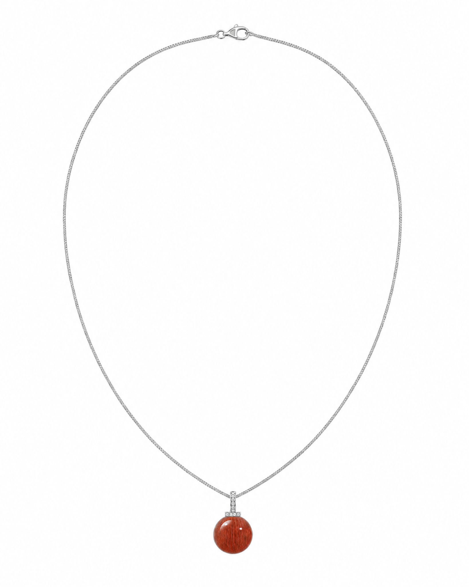 Red Rabbit Hair Quartz interchangeable pendant necklace, white-background product view