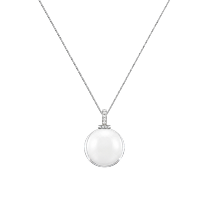 Clear quartz interchangeable pendant necklace, front transparent close-up