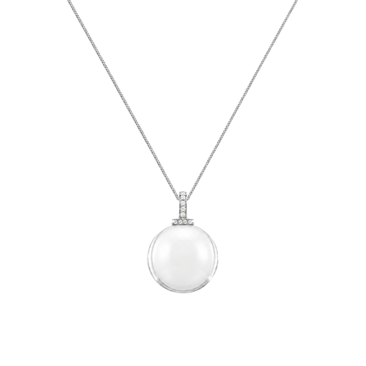 Clear quartz interchangeable pendant necklace, front transparent close-up