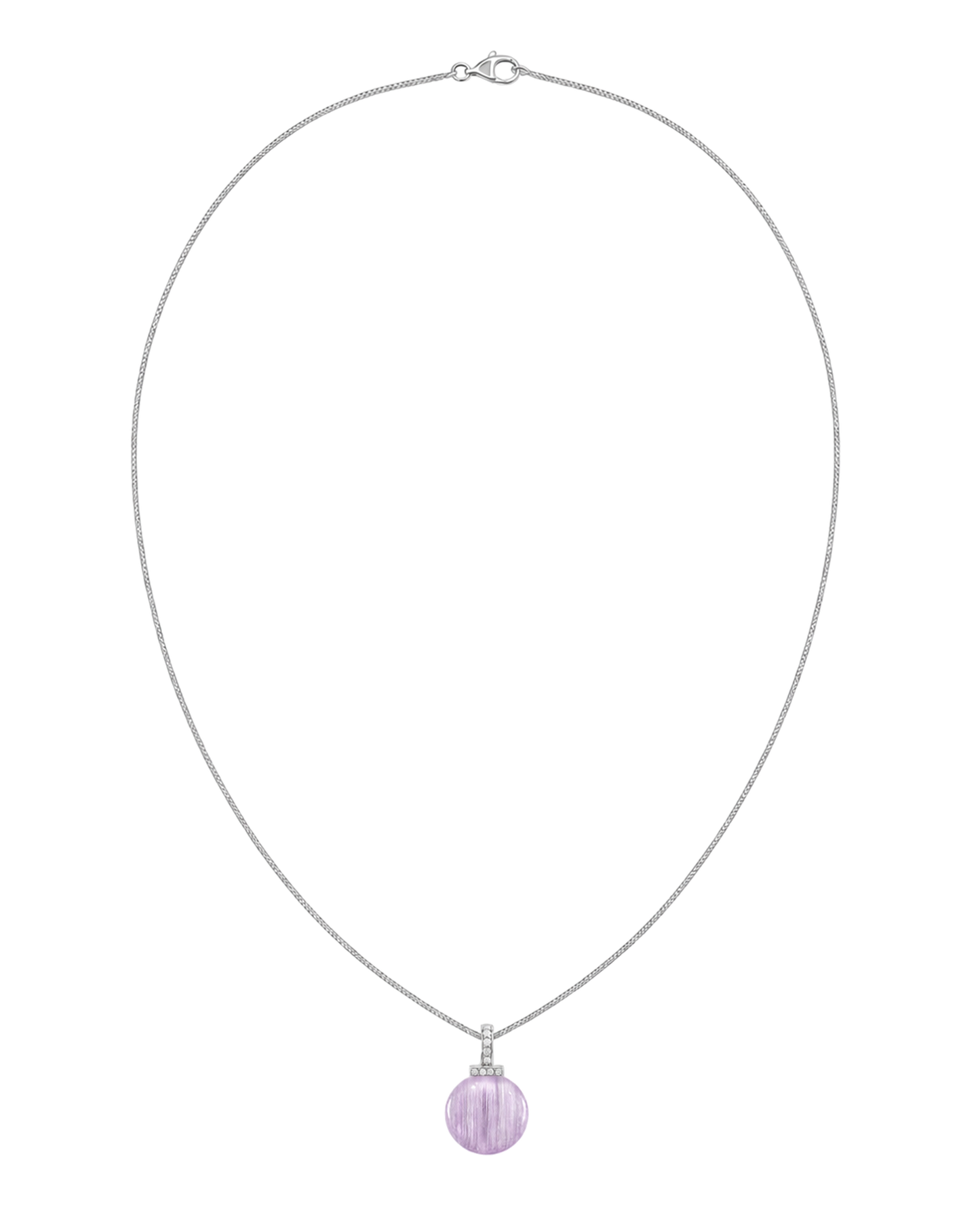 Kunzite interchangeable pendant necklace, full necklace transparent view