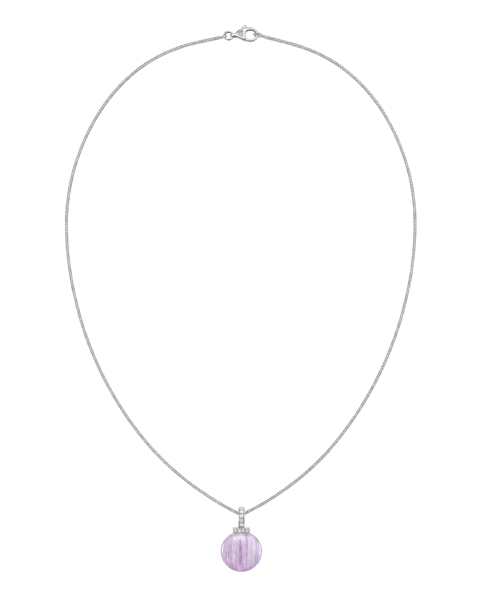Kunzite interchangeable pendant necklace, full necklace transparent view