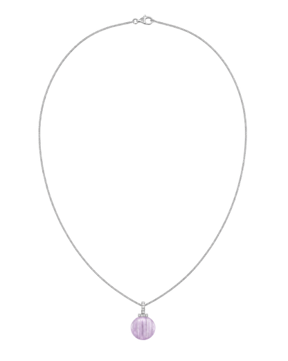 Kunzite interchangeable pendant necklace, full necklace transparent view