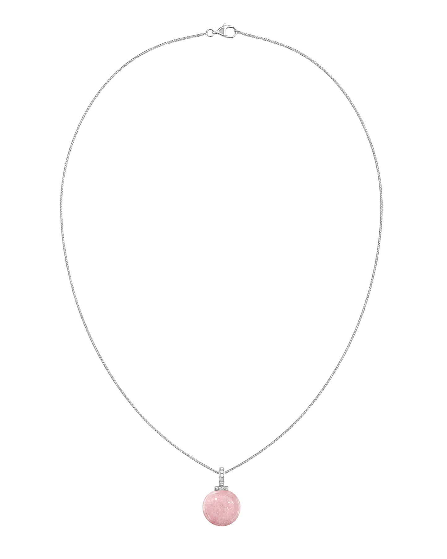 Rose Quartz interchangeable pendant necklace, full necklace transparent view