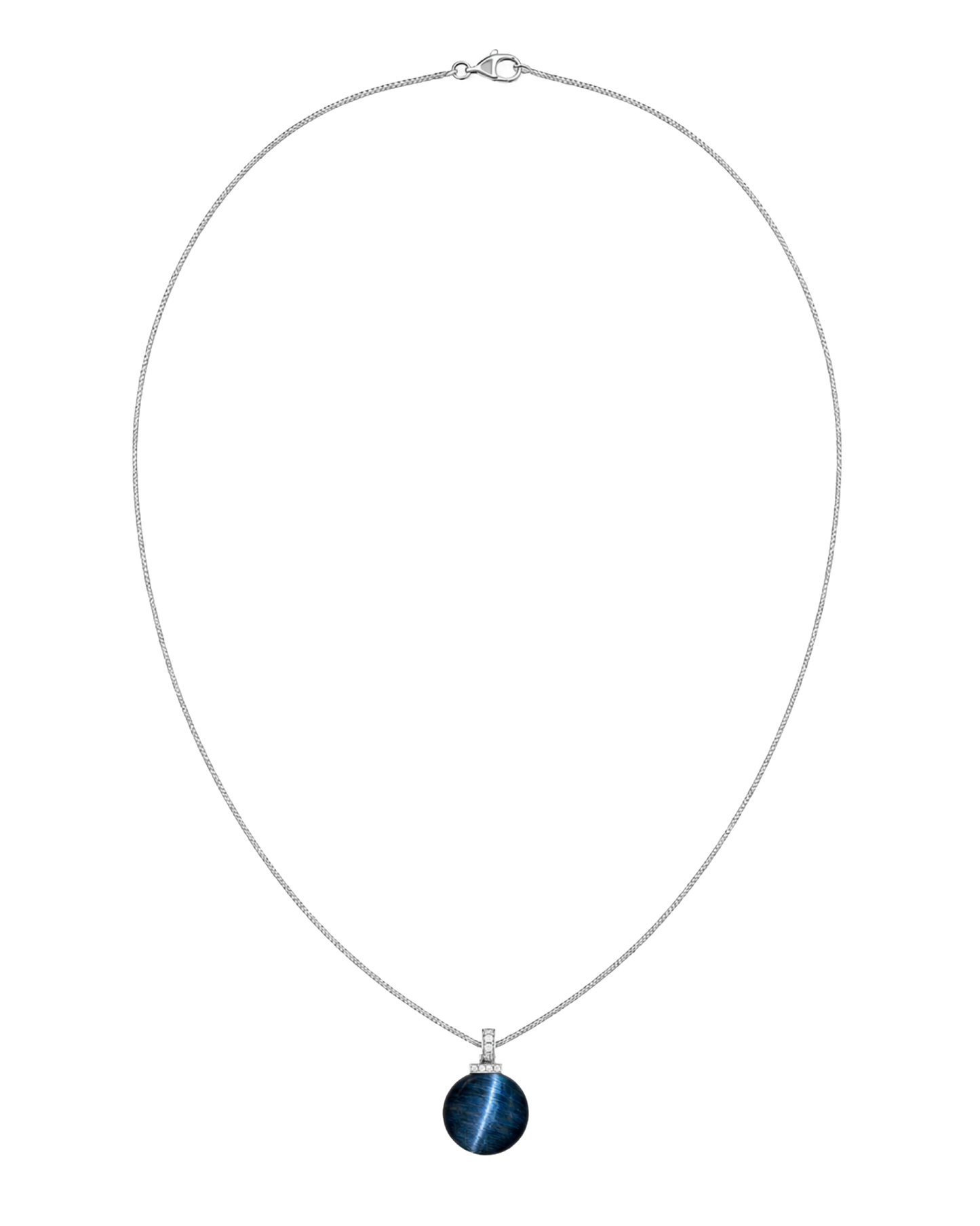 Blue Tiger’s Eye interchangeable pendant necklace, full necklace transparent view