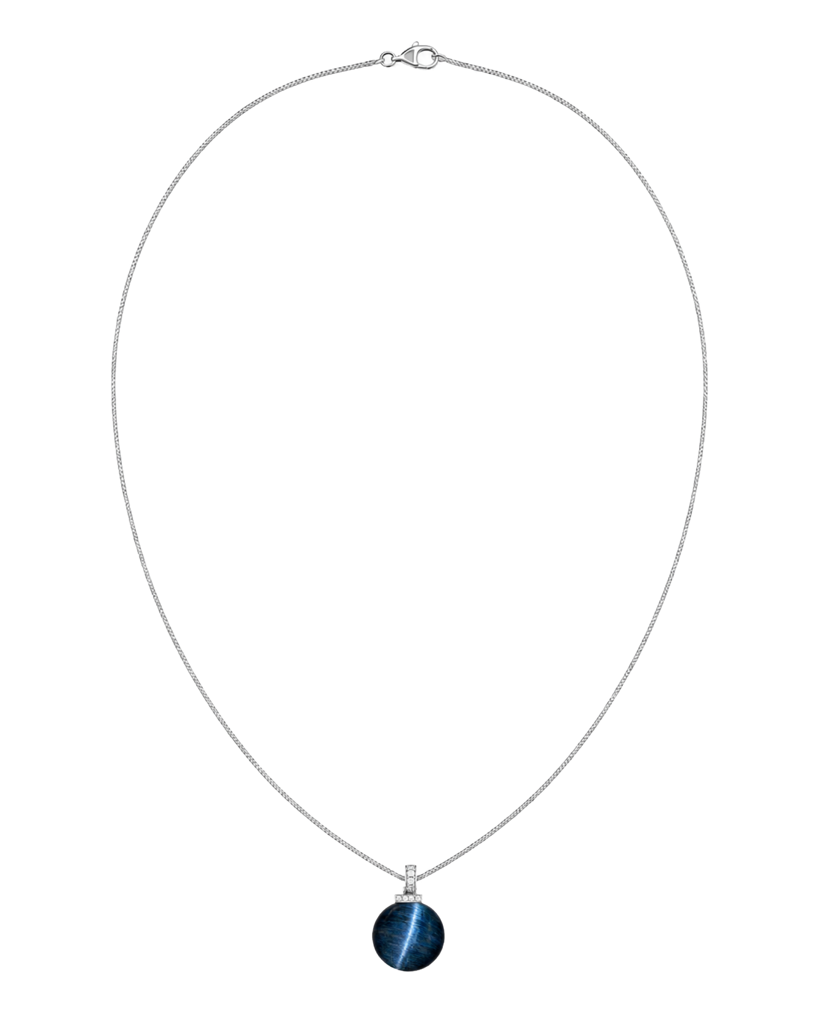 Blue Tiger’s Eye interchangeable pendant necklace, full necklace transparent view