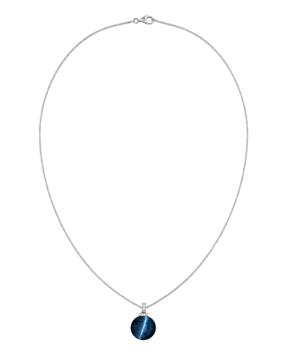 Blue Tiger’s Eye interchangeable pendant necklace, full necklace transparent view