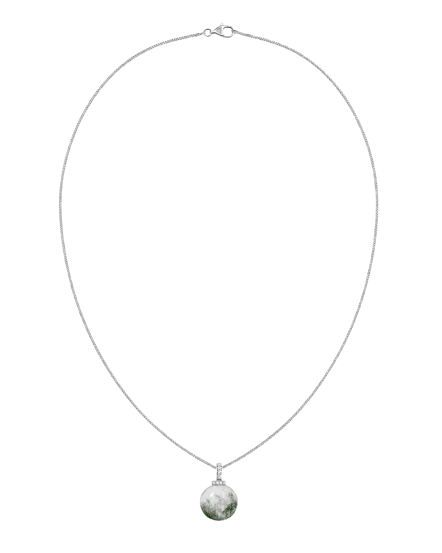 Green Phantom Quartz interchangeable pendant necklace, full necklace transparent view