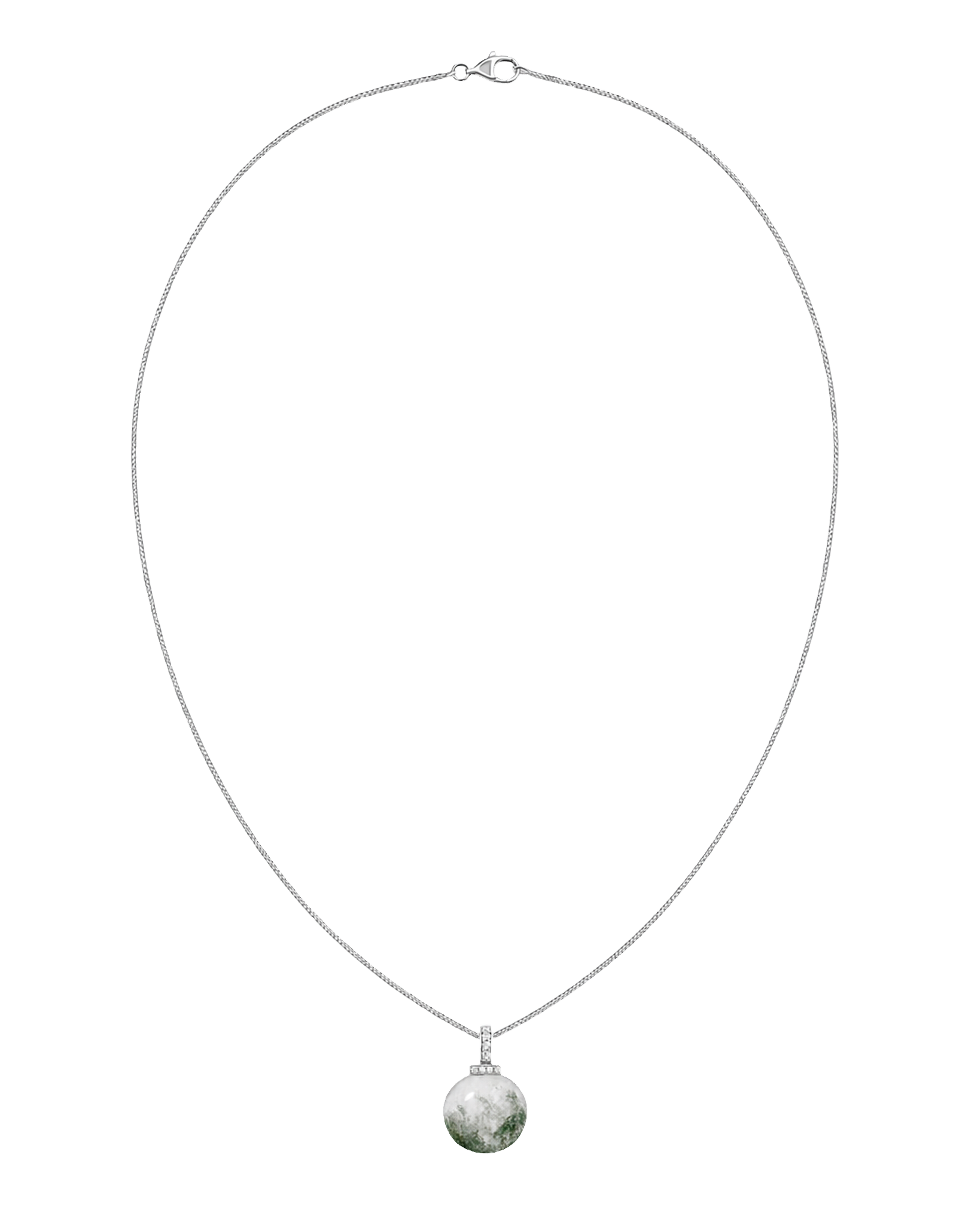 Green Phantom Quartz interchangeable pendant necklace, full necklace transparent view