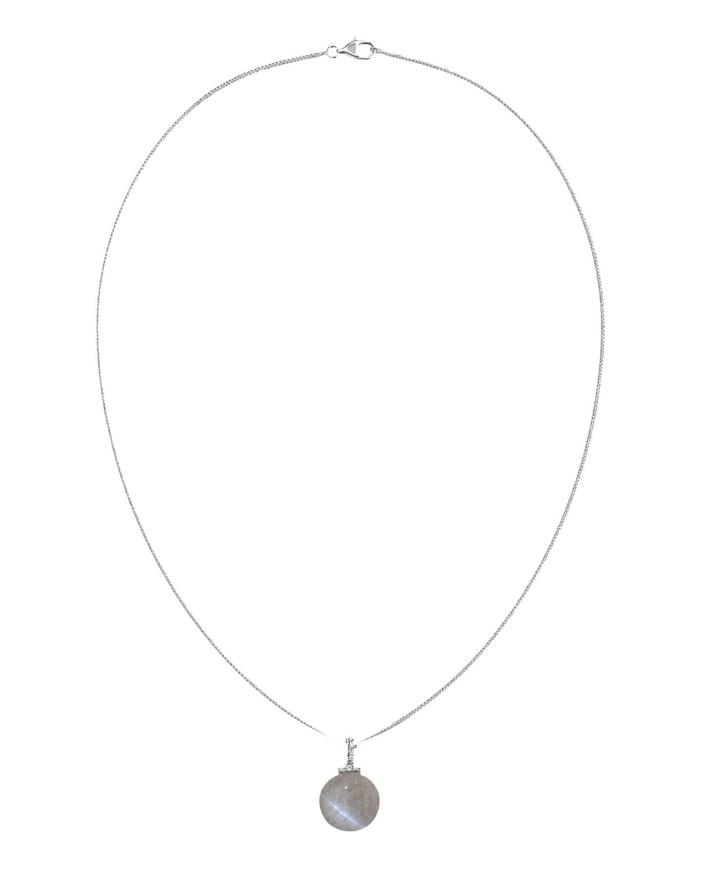 Gray Moonstone interchangeable pendant necklace, full necklace transparent view