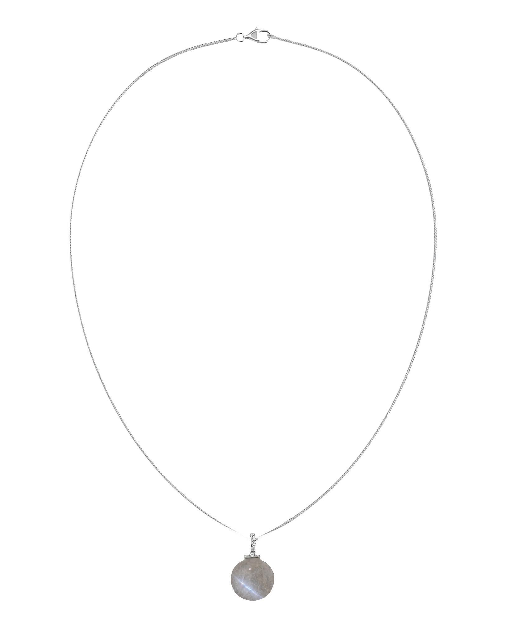 Gray Moonstone interchangeable pendant necklace, full necklace transparent view