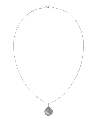 Gray Moonstone interchangeable pendant necklace, full necklace transparent view