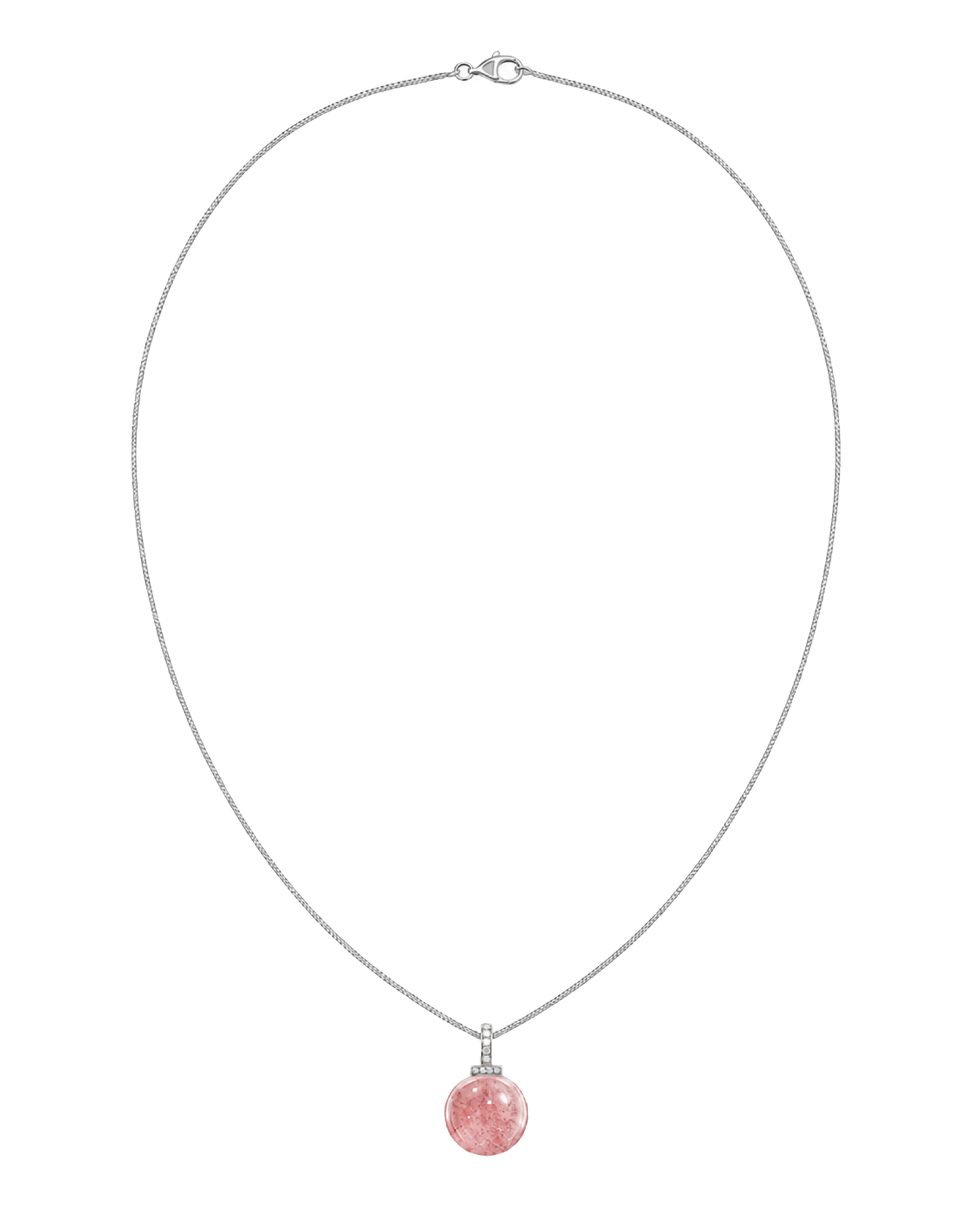 Strawberry Quartz interchangeable pendant necklace, full necklace transparent view