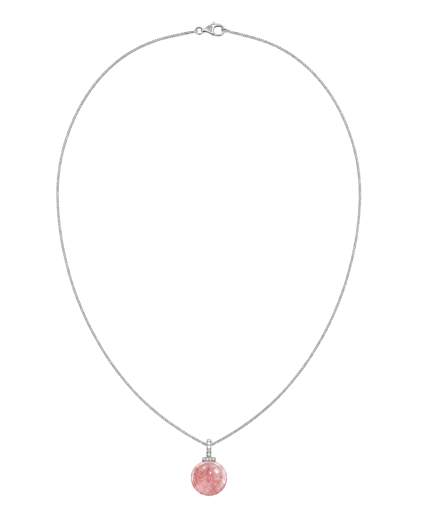 Strawberry Quartz interchangeable pendant necklace, full necklace transparent view