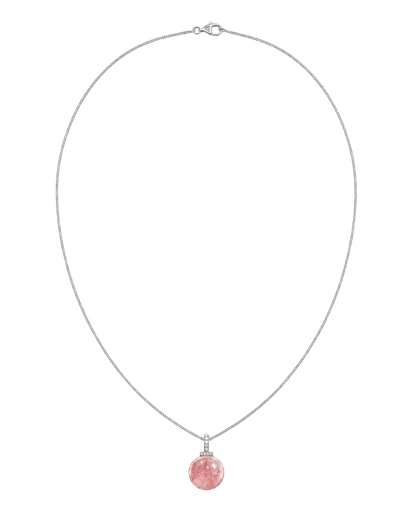 Strawberry Quartz interchangeable pendant necklace, full necklace transparent view
