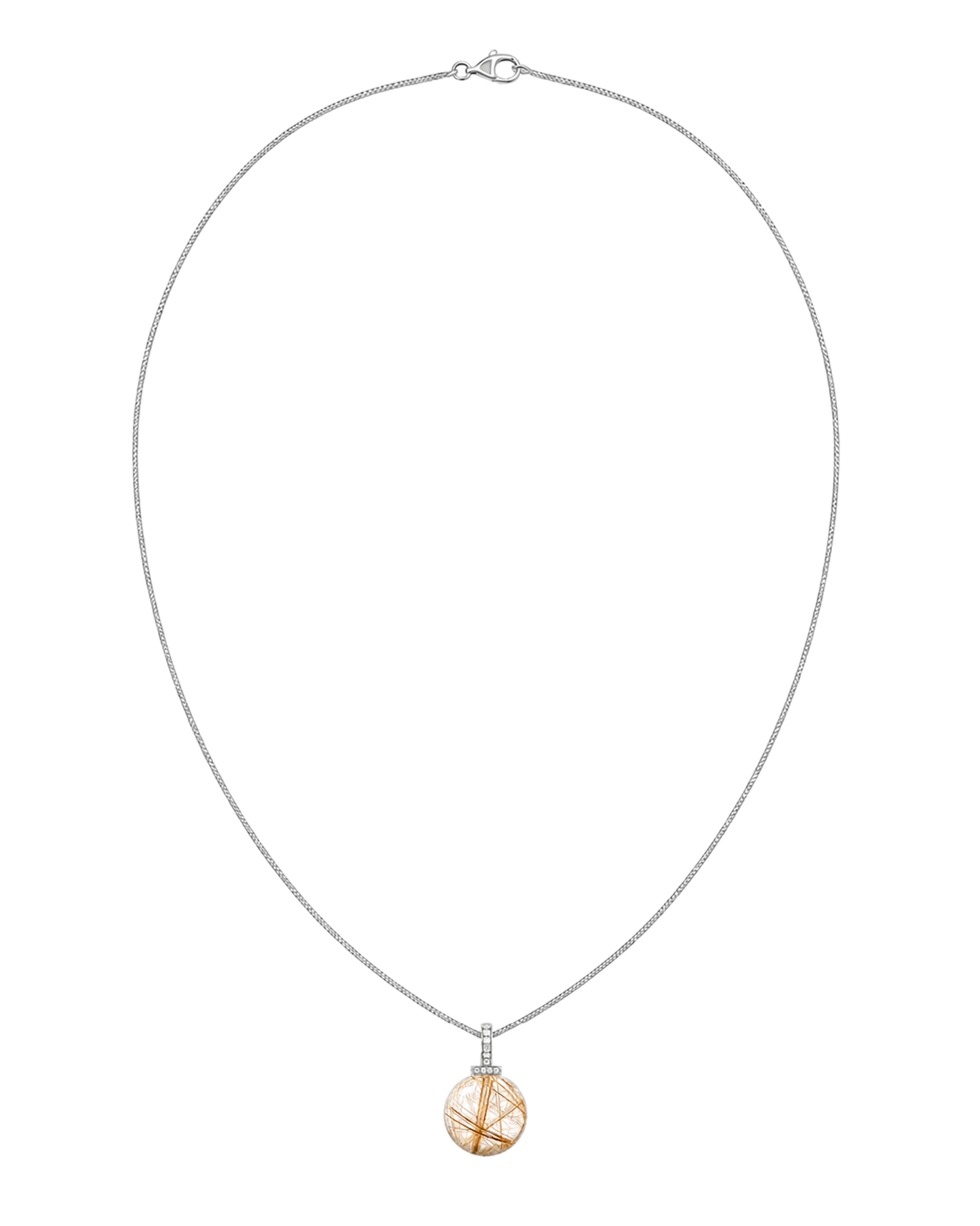 Golden Rutilated Quartz interchangeable pendant necklace, full necklace transparent view