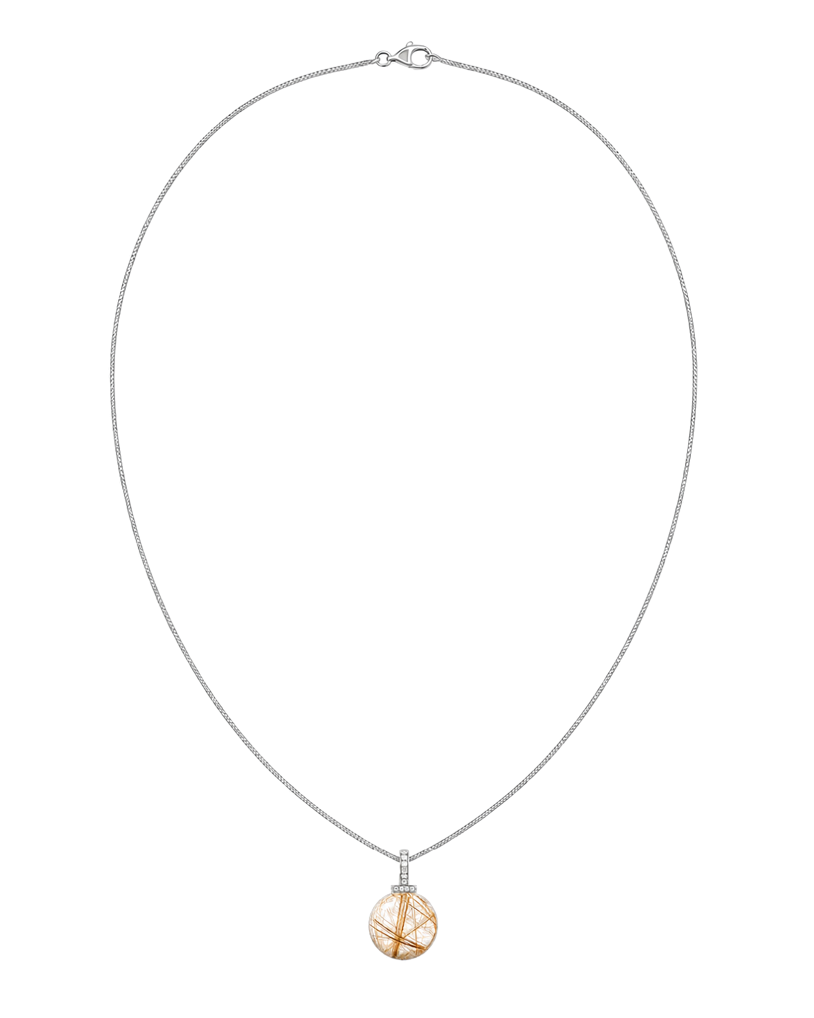 Golden Rutilated Quartz interchangeable pendant necklace, full necklace transparent view