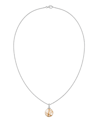 Golden Rutilated Quartz interchangeable pendant necklace, full necklace transparent view
