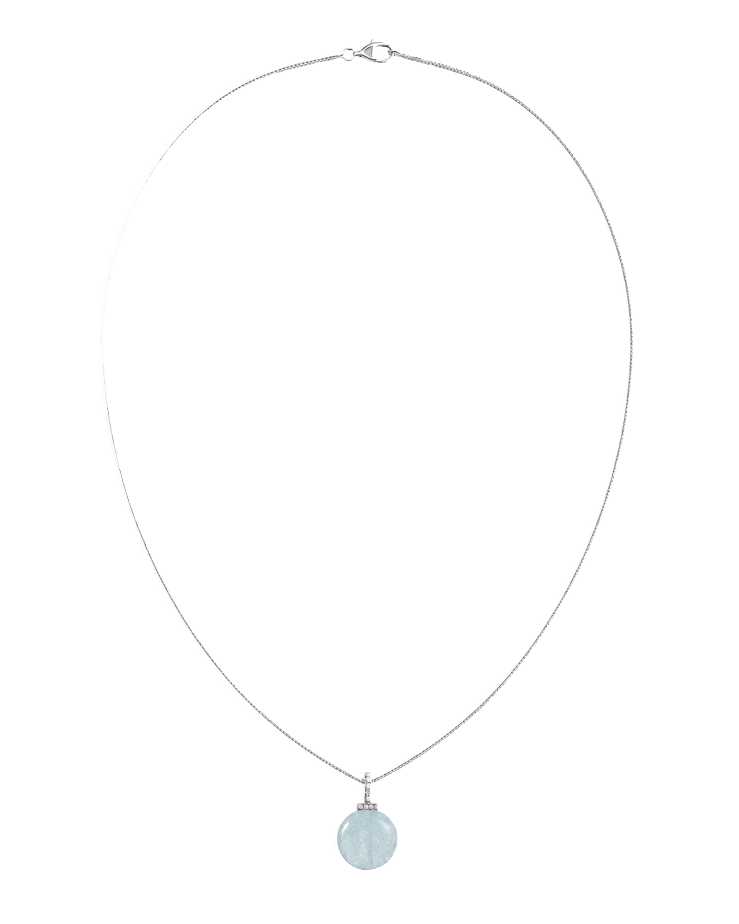 Aquamarine interchangeable pendant necklace, full necklace transparent view