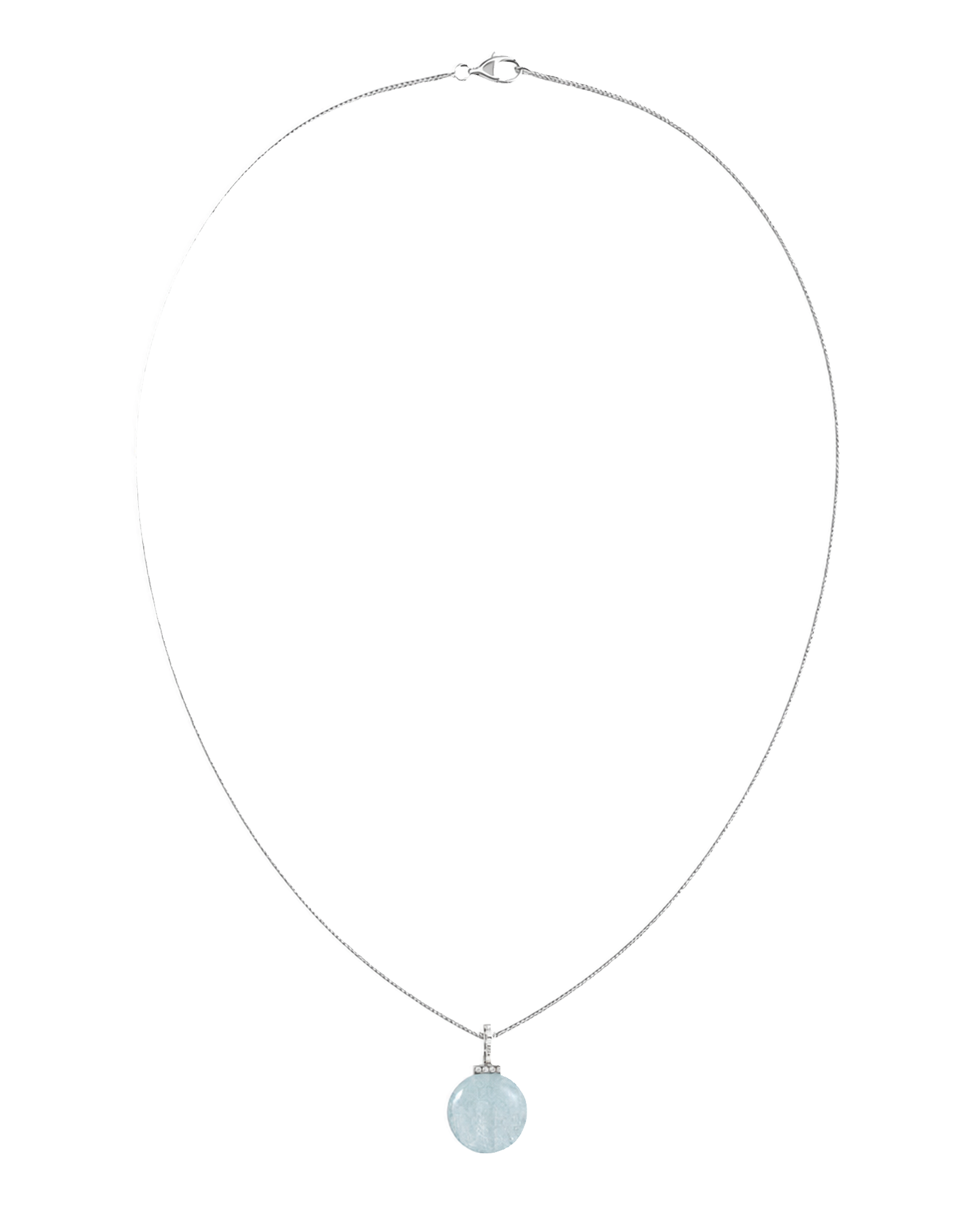 Aquamarine interchangeable pendant necklace, full necklace transparent view