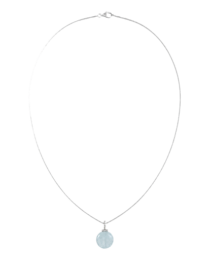 Aquamarine interchangeable pendant necklace, full necklace transparent view