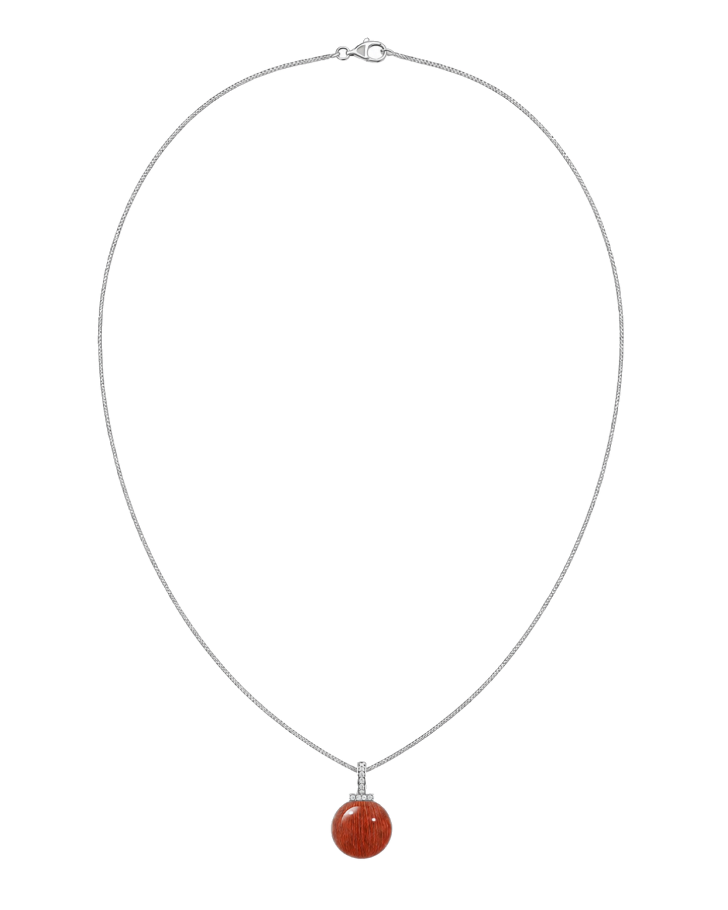 Red Rabbit Hair Quartz interchangeable pendant necklace, full necklace transparent view