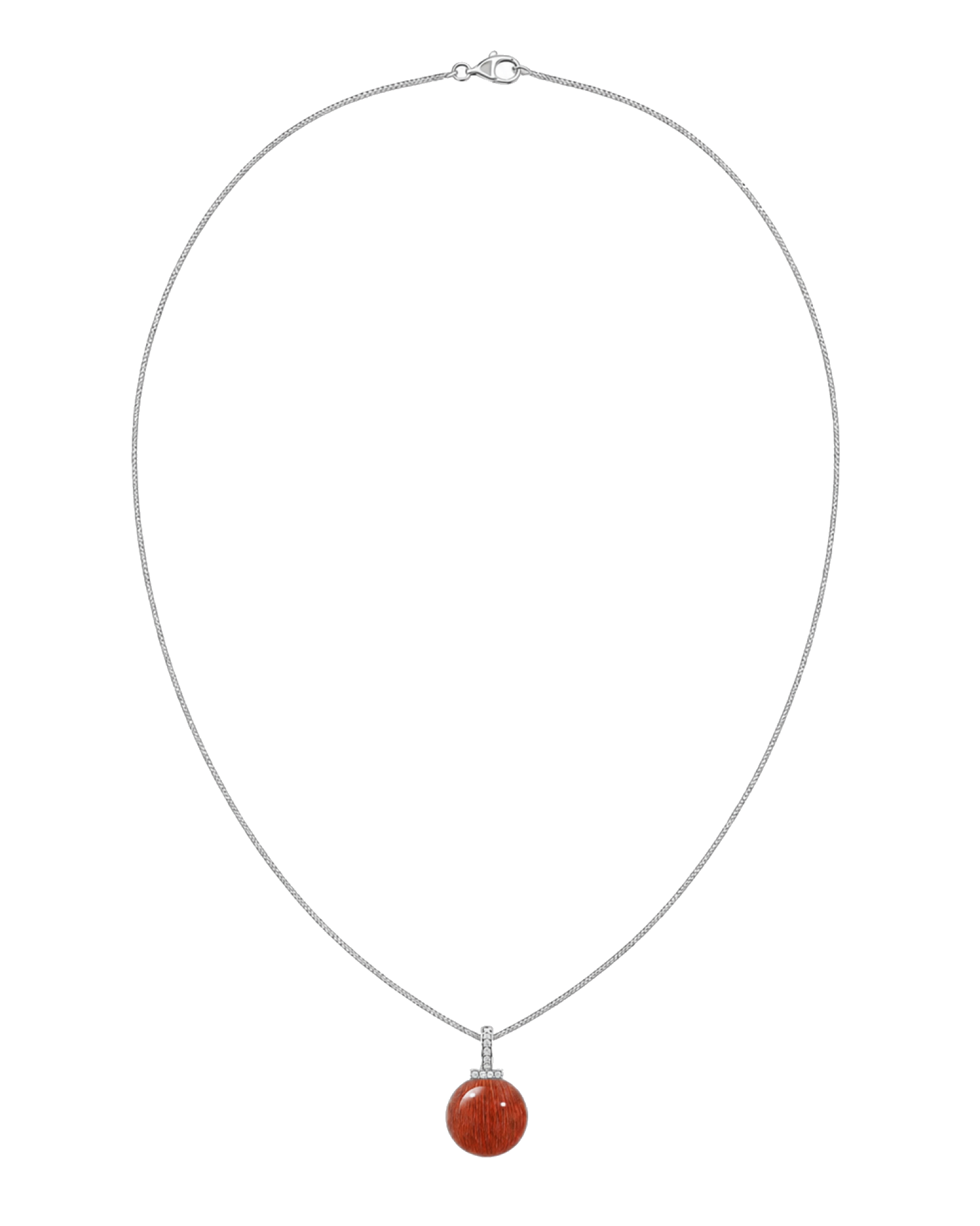 Red Rabbit Hair Quartz interchangeable pendant necklace, full necklace transparent view