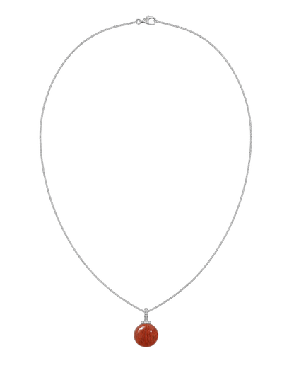 Red Rabbit Hair Quartz interchangeable pendant necklace, full necklace transparent view