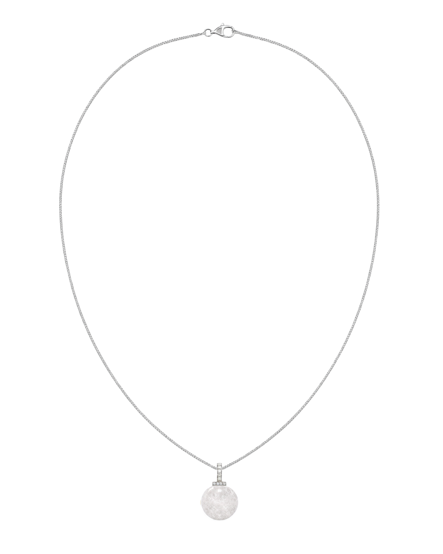 White Phantom Quartz interchangeable pendant necklace, full necklace transparent view