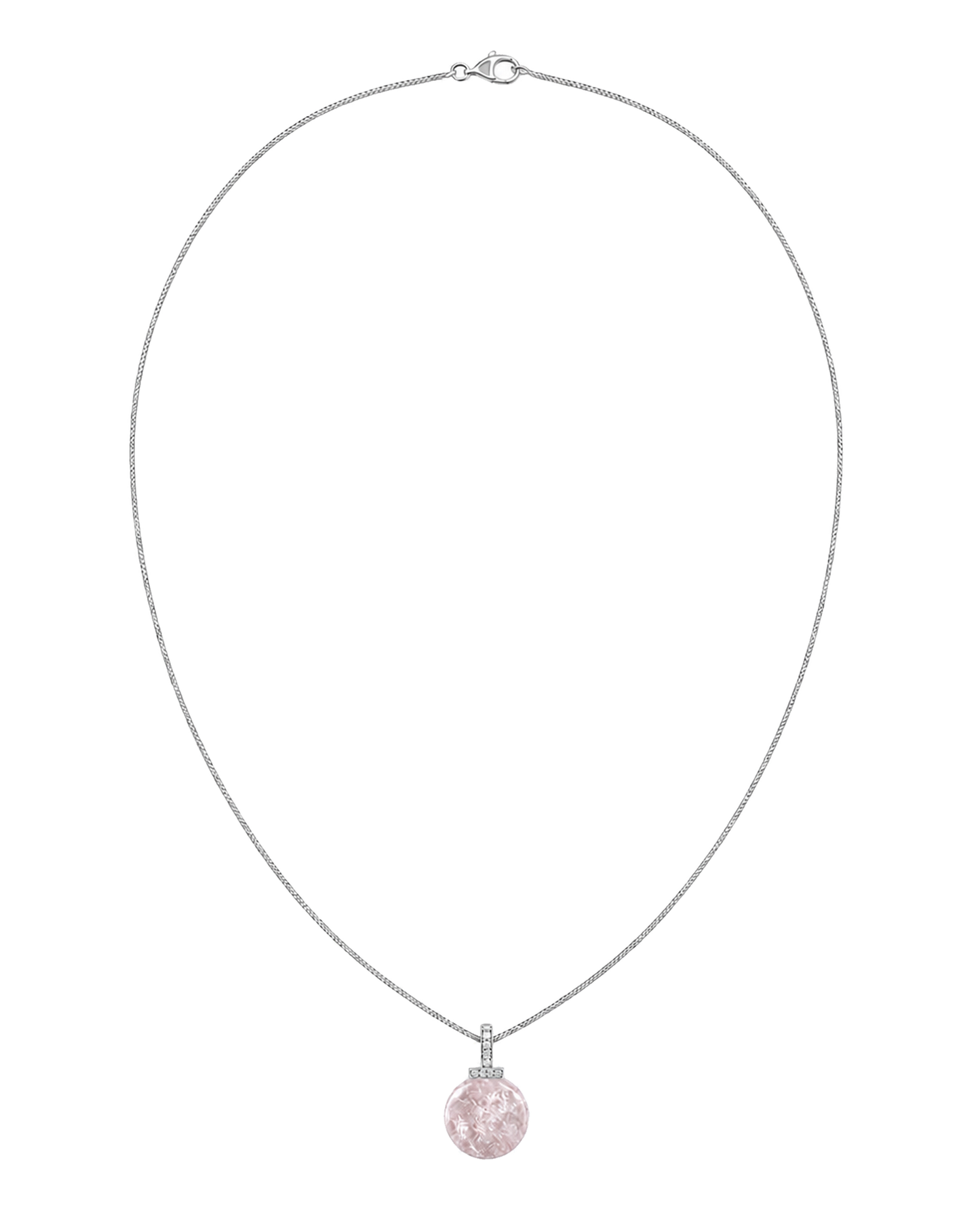 Snow Phantom Quartz interchangeable pendant necklace, full necklace transparent view